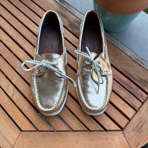 Sperry Womens Gold Boat Shoes Size 8 - Picture 2 of 8